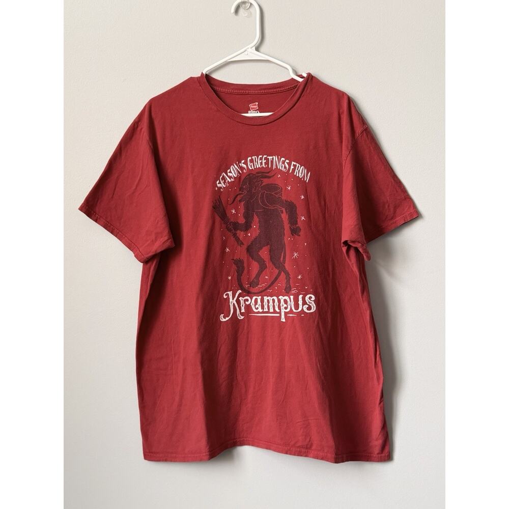 Hanes Men’s Red Krampus Graphic Long Sleeve Tee